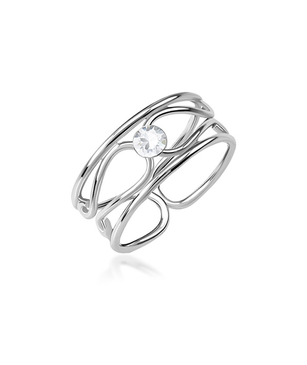 925 Sterling silver toering with crystal.