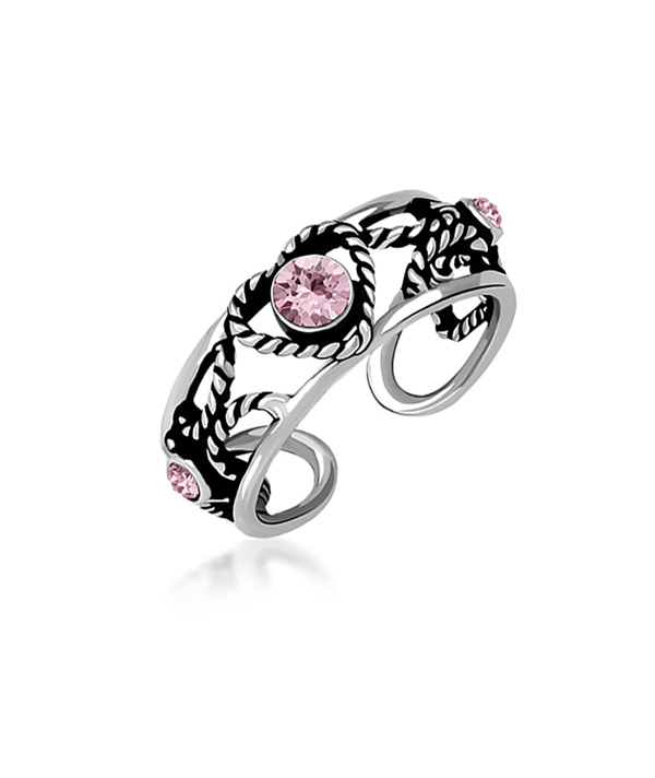 925 Sterling silver toering with crystal.