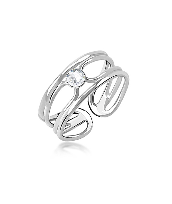 925 Sterling silver toering with crystal.