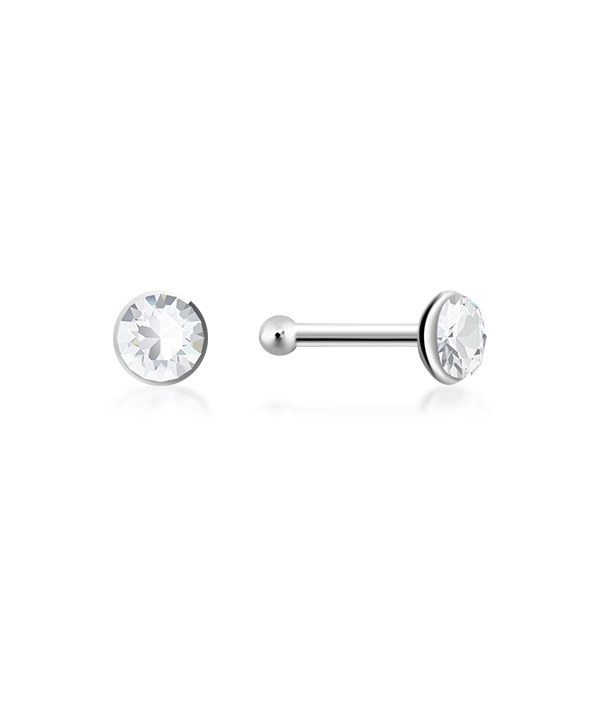 925 Sterling silver nose stud with crystal.