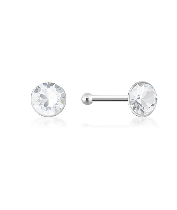 925 Sterling silver nose stud with crystal.