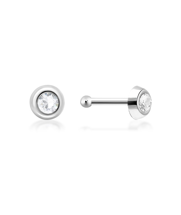 925 Sterling silver nose stud with crystal.