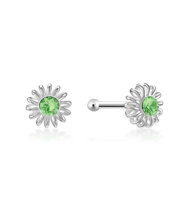 925 Sterling silver nose stud with crystal.