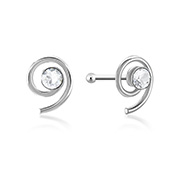 925 Sterling silver nose stud with crystal.