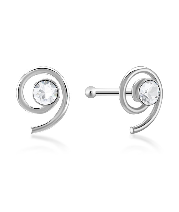 925 Sterling silver nose stud with crystal.