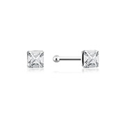 925 Sterling silver nose stud with crystal.