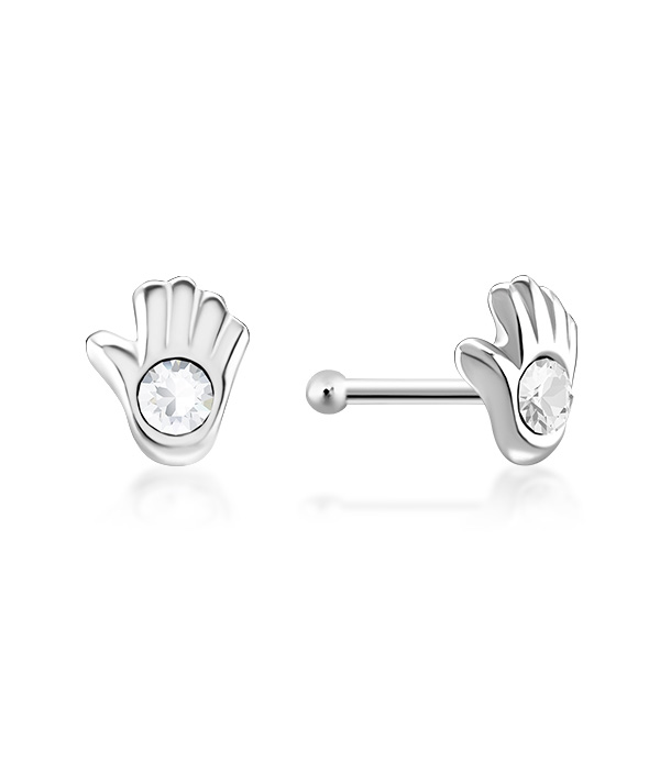 925 Sterling silver nose stud with crystal.