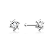 925 Sterling silver nose stud with crystal.