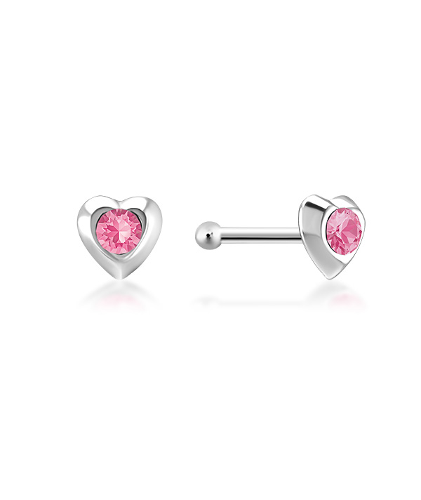 925 Sterling silver nose stud with crystal.