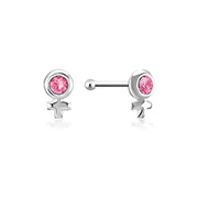 925 Sterling silver nose stud with crystal.