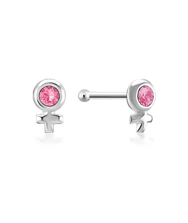 925 Sterling silver nose stud with crystal.