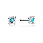 925 Sterling silver nose stud with crystal.