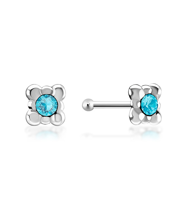925 Sterling silver nose stud with crystal.