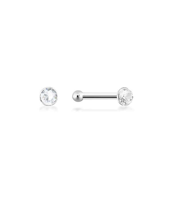 925 Sterling silver nose stud with crystal.