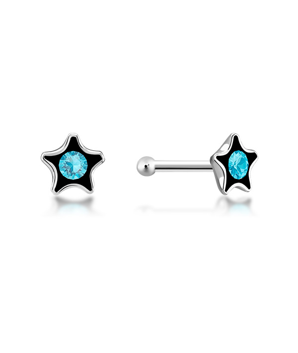 925 Sterling silver nose stud with crystal.