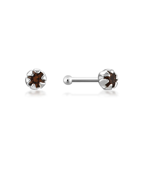 925 Sterling silver nose stud with crystal.