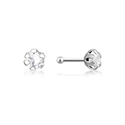 925 Sterling silver nose stud with crystal.