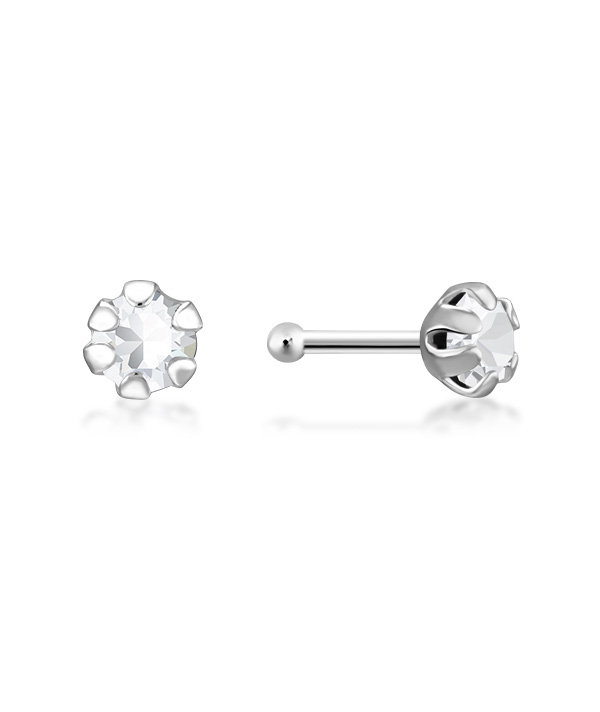 925 Sterling silver nose stud with crystal.