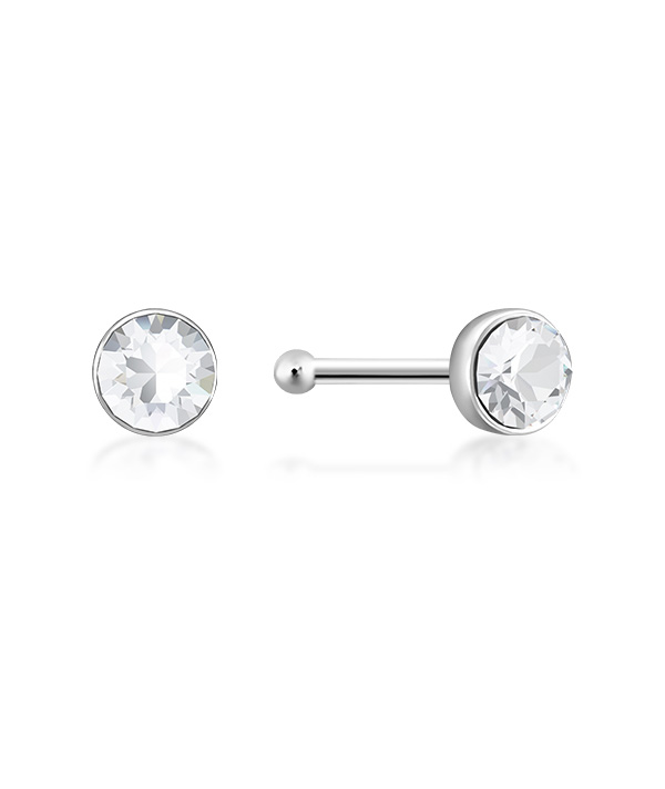 925 Sterling silver nose stud with crystal.