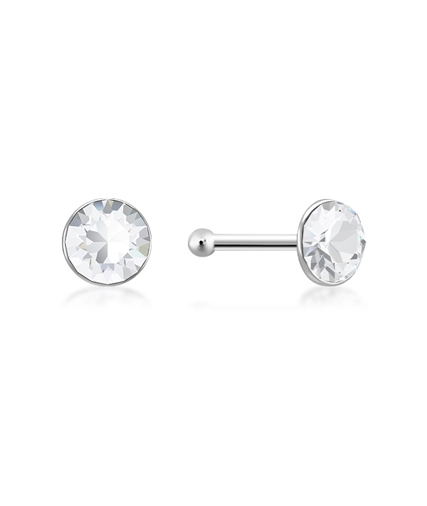 925 Sterling silver nose stud with crystal.