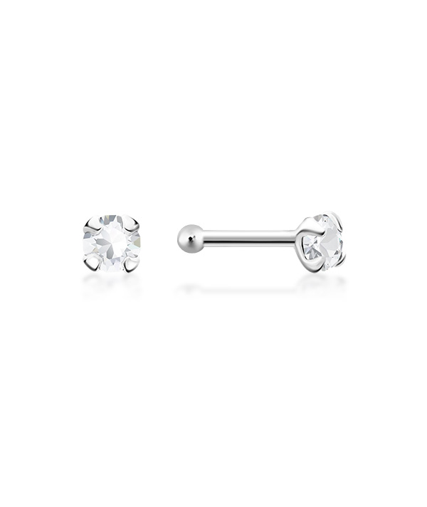 925 Sterling silver nose stud with crystal.