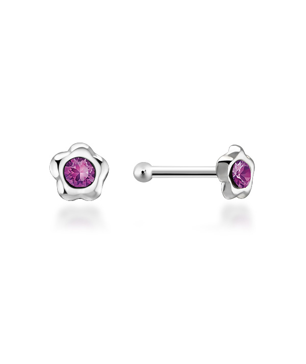 925 Sterling silver nose stud with crystal.