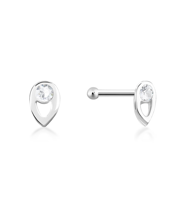 925 Sterling silver nose stud with crystal.
