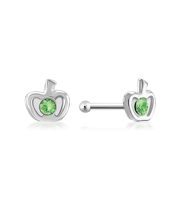 925 Sterling silver nose stud with crystal.