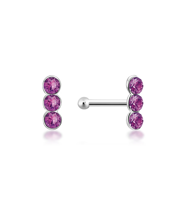 925 Sterling silver nose stud with crystal.