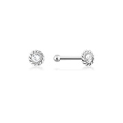 925 Sterling silver nose stud with crystal.