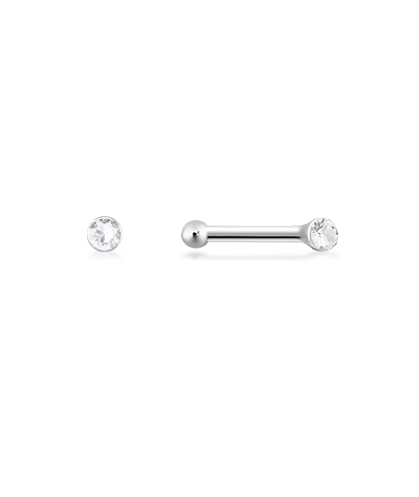 925 Sterling silver nose stud with crystal.