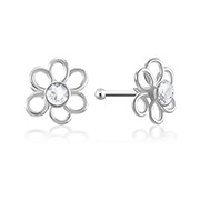 925 Sterling silver nose stud with crystal.