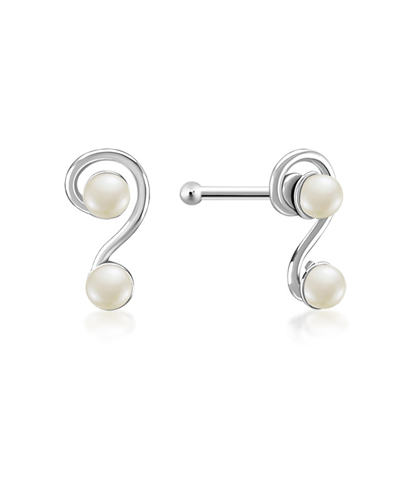 925 Sterling silver nose stud with synthetic pearl.