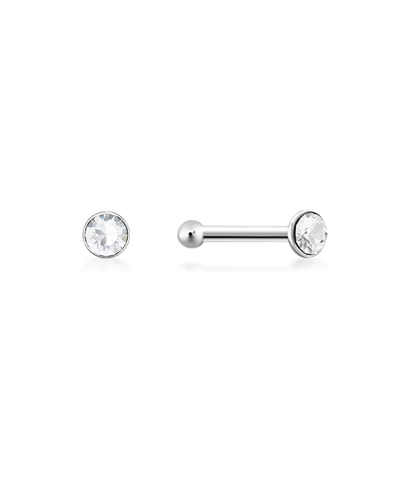 925 Sterling silver nose stud with crystal.