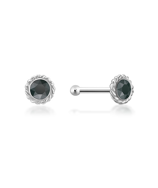 925 Sterling silver nose stud with crystal.