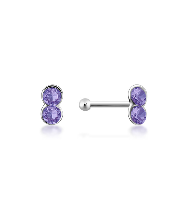 925 Sterling silver nose stud with crystal.