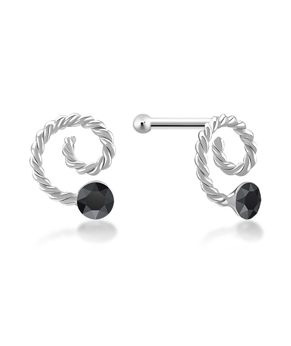 925 Sterling silver nose stud with crystal.