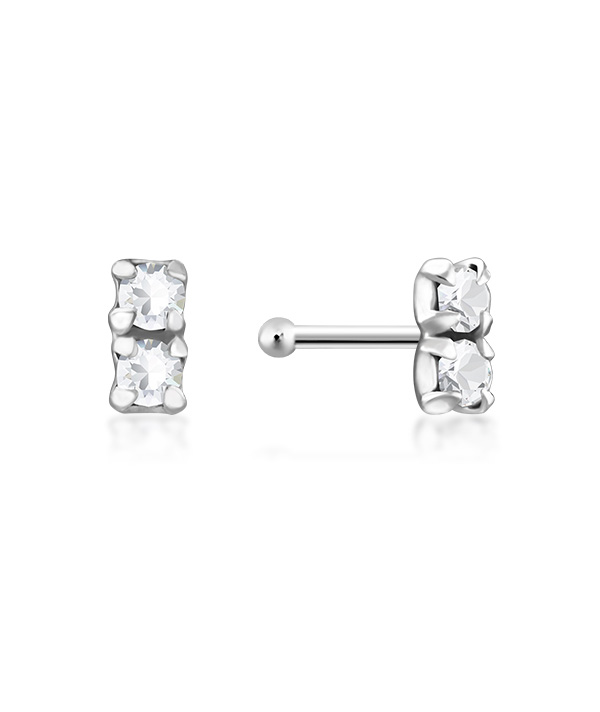 925 Sterling silver nose stud with crystal.