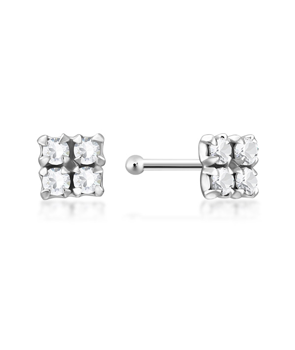 925 Sterling silver nose stud with crystal.
