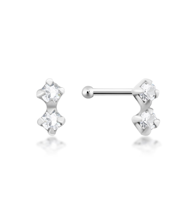 925 Sterling silver nose stud with crystal.
