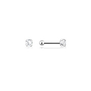 925 Sterling silver nose stud with crystal.