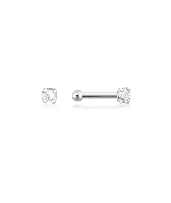 925 Sterling silver nose stud with crystal.