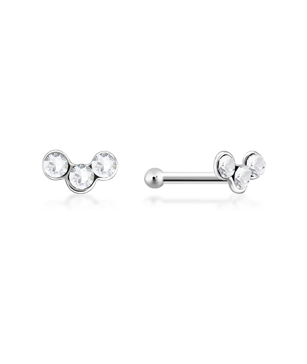 925 Sterling silver nose stud with crystal.