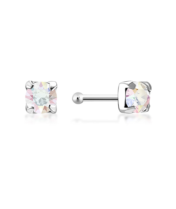 925 Sterling silver nose stud with crystal.