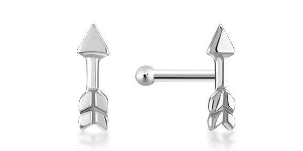 An arrow design sample of sterling silver nose stud